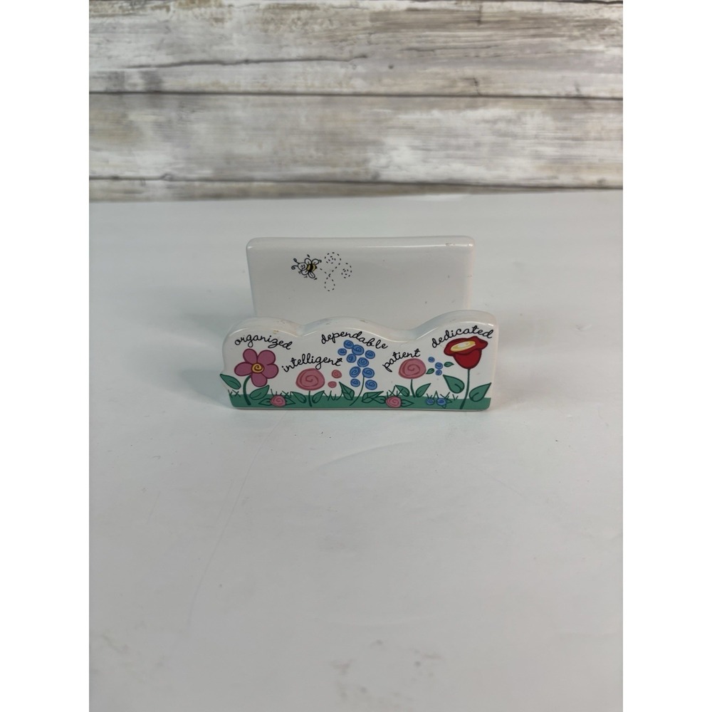 Papel Giftware Floral Ceramic Business Card Holder